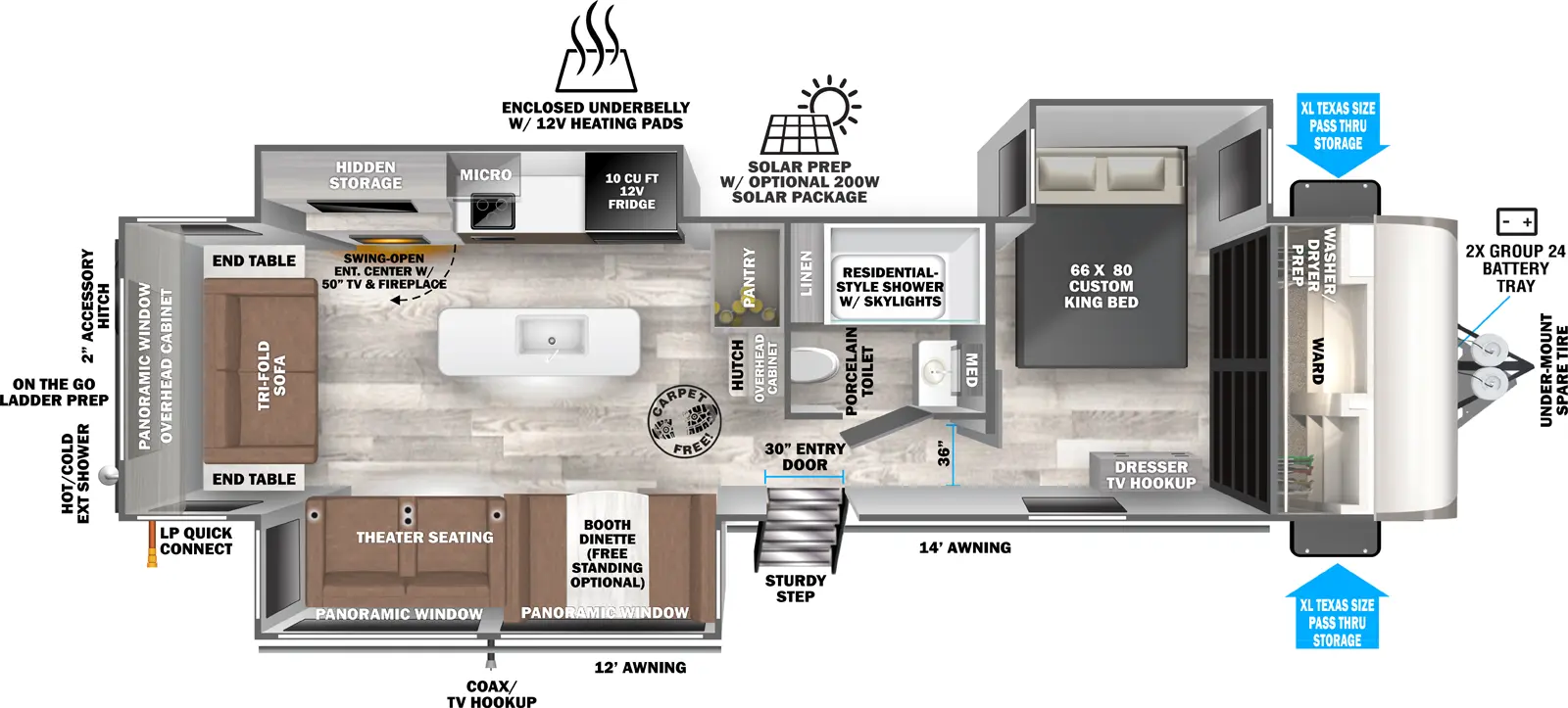 Heritage Glen Travel Trailers 308RL Floorplan